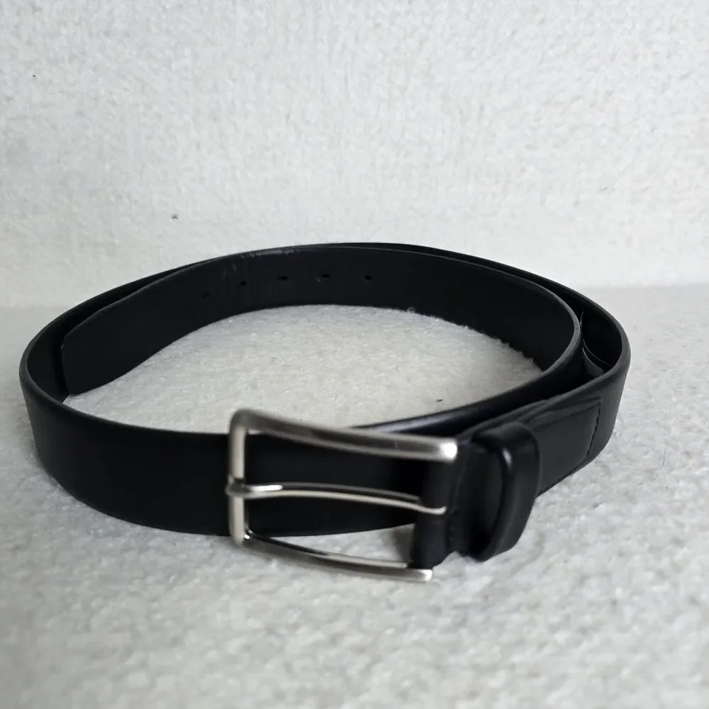 Daniel Cremieux Worn Black Italian Full Grain Leather Dress Belt - Men's Size 42